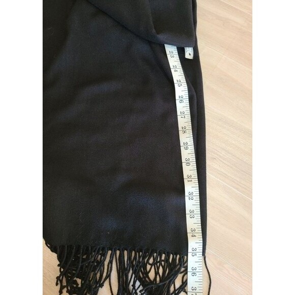 Black Knit Hat & Wide Scarf Set – Soft Ribbed Winter Warmth 30"x35" Unisex - Picture 2 of 3